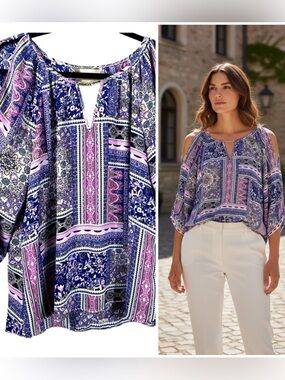 Bye Bye Peak a Boo Spring Summer Lightweight Blouse Women's Size Large